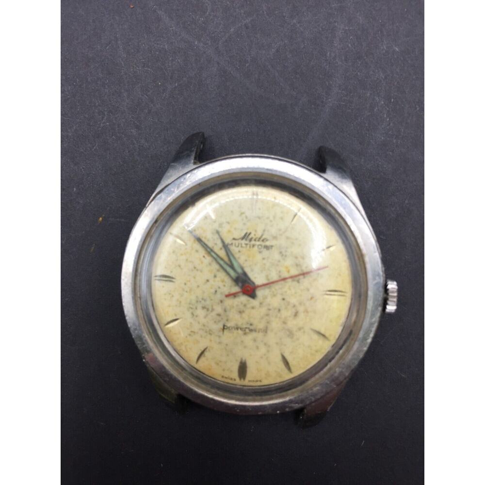 Vintage MIDO Multifort Powerwind Automatic Watch Silver Tone No Band Working
